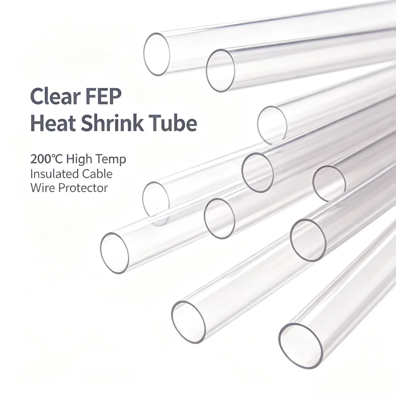 1M ID 3‑45mm Clear FEP Heat Shrink Tube 1.3:1 Ratio 0.5mm Wall 200℃ High Temp Insulated Cable Wire Protective Sleeve