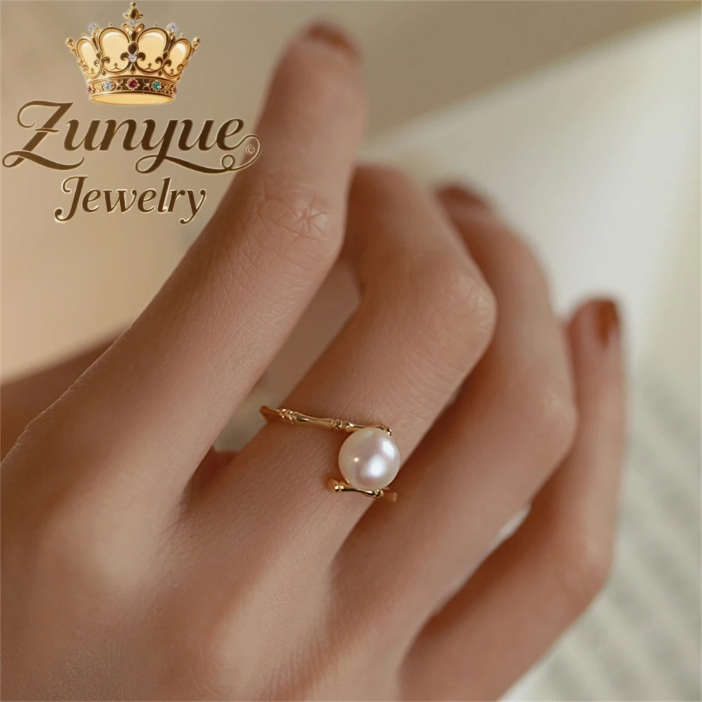 Natural Freshwater Pearl Ring, A Niche Design For Women, An Open Index Finger Ring, Exuding Sense Light Luxury High-End Fashion