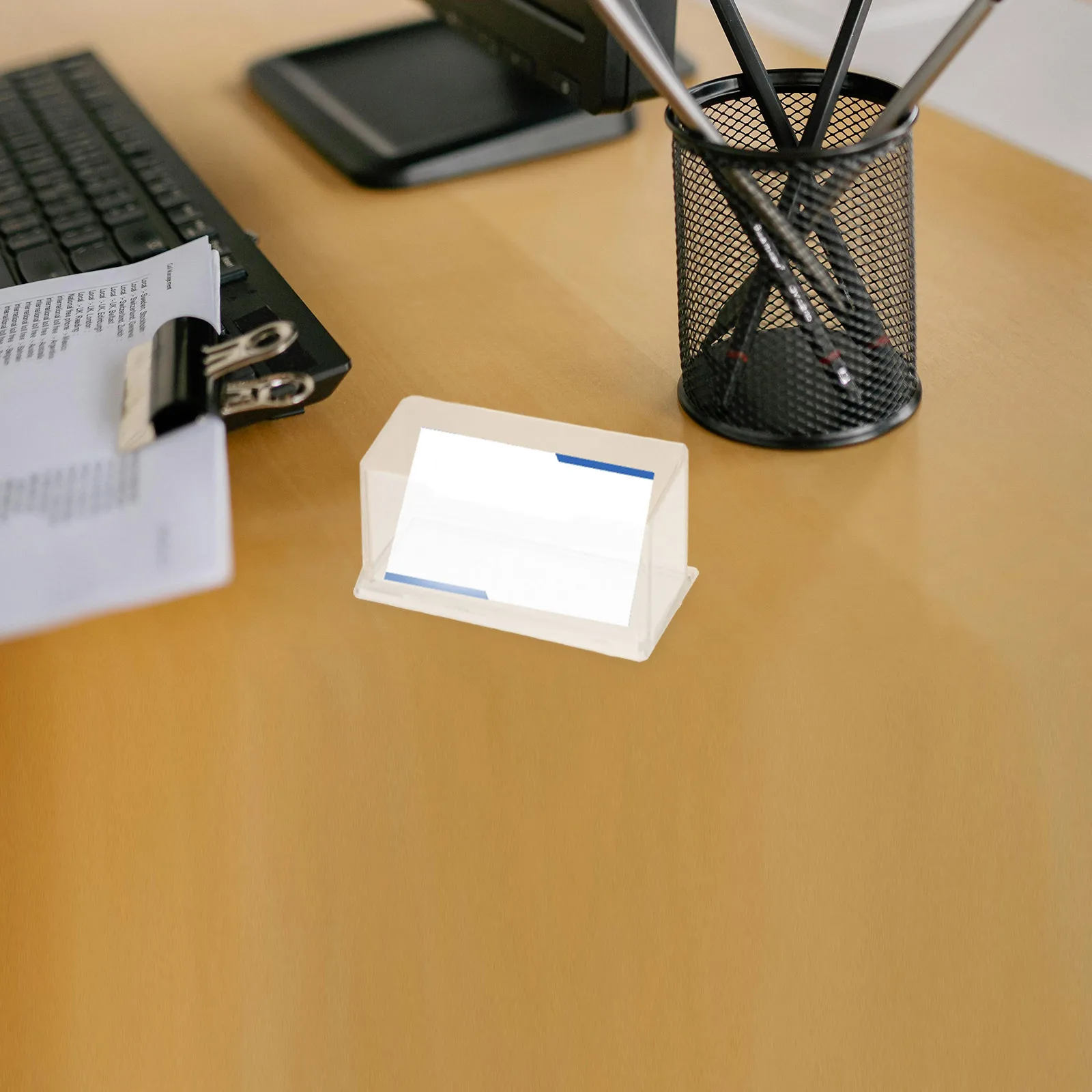 

6Pcs Card Display Holder Acrylic Desk Organizer Modern Elegant Design for Office Home Use Easy Access Card