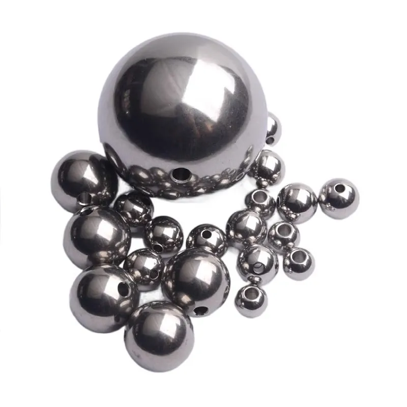 Solid 304 Stainless Steel Beads Balls with Through Holes No Thread 20mm 25mm 30mm 35mm 40mm 45mm 50mm 55mm 60mm Weak Magnetic