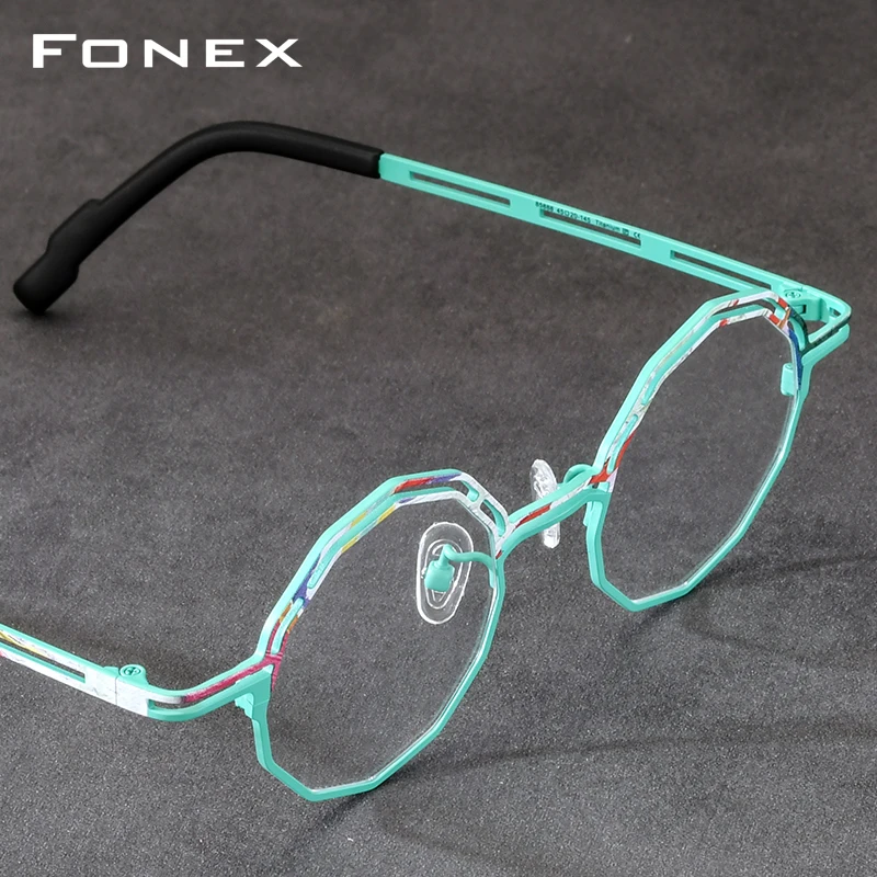FONEX Pure Titanium Eyeglasses Women Fashion 2026 Brand Design Retro Polygon Glasses Ultralight Vintage Japanese Eyewear 85888