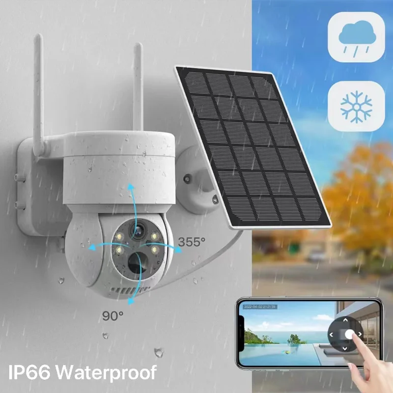 

2MP 1080P Icsee Wireless Wi-Fi PTZ Outdoor Waterproof External Wifi Video Survalance Solar Powered Panels Security Camera Cctv