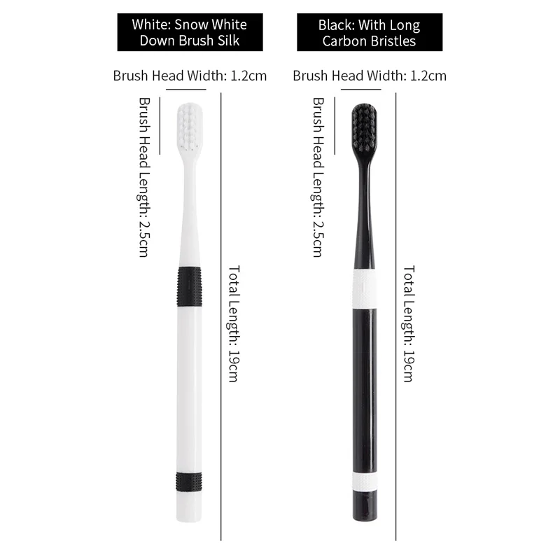 2 PC Of Bamboo Charcoal Toothbrushes Couple Ultra-Fine Soft Bristle Oral Cleaning Family Suit Adult Essential For Travel Brush