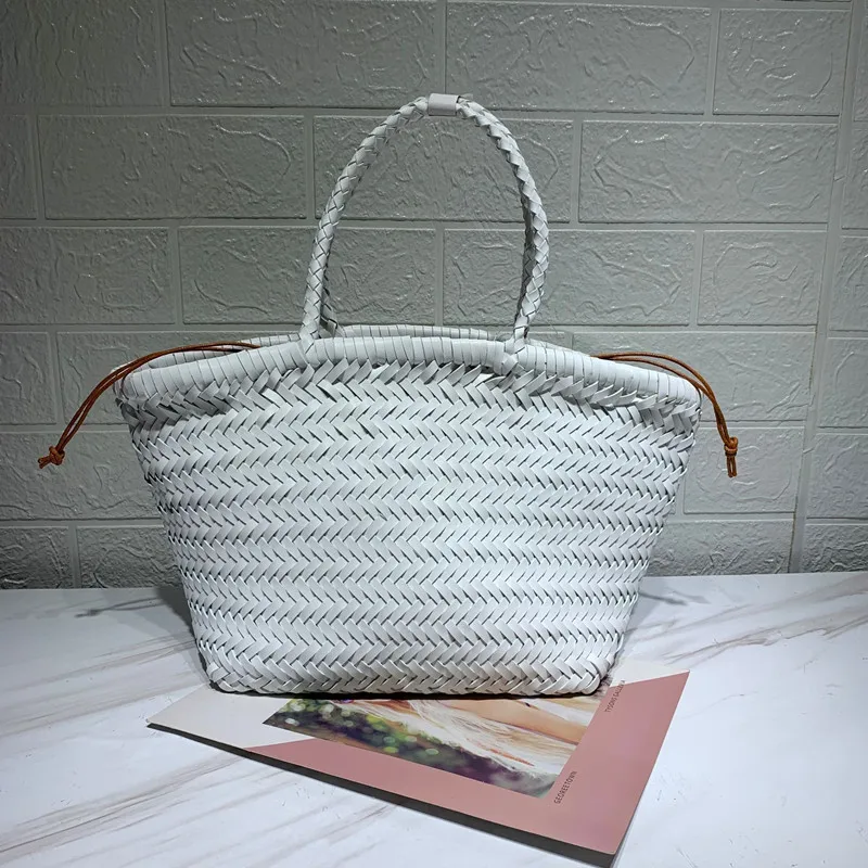Women's Genuine Leather Hand Woven Shoulder Bag with Inner Pocket Woven Large Capacity Bag Shopping Bag Retro Handbag Wallet