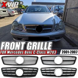 XVIP Front Chrome Diamonds Style Front Bumper Grille For Mercedes Benz C-Class W203 2001-2007 C200 C240 C280 Sport Style Grilles