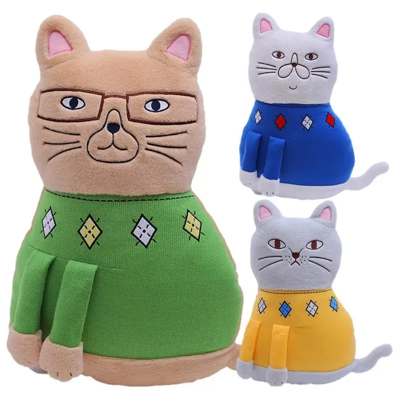 Cute Fluffy Japanese Cat Plush Toy Soft And Comfortable Stuffed Animal Plushie Huggable Throw Pillow Doll Toy Gift For Kids