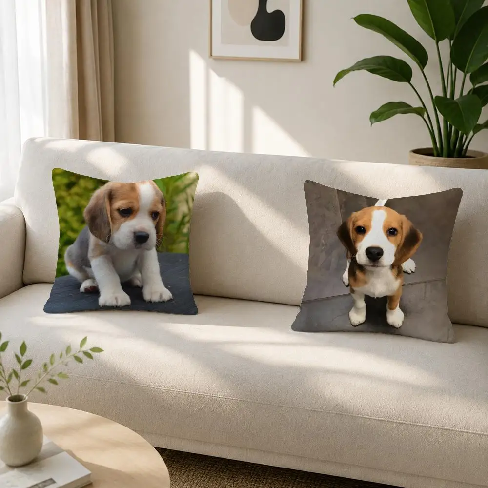 Pattern Beagle Illustration Cushion Cover Soft Plush Cushion Covers Fluffy Throw Pillow Cases for Sofa Bedroom Home Decor