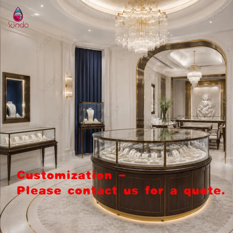custom.Sundo Custom Modern Eco-Friendly Jewelry Display Showcase with LED Glass Cabinet Luxury Retail Furniture Mall Boutiqu