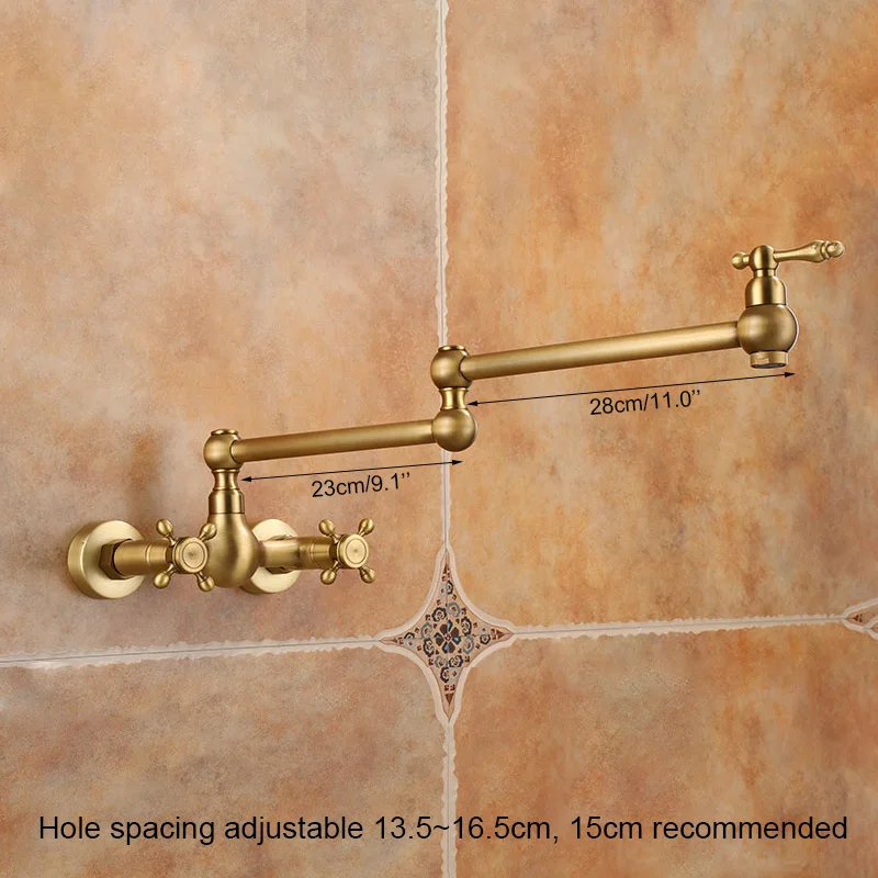 Wall-Mounted Antique Brass Kitchen Faucets Hot Cold Water Filter Tap for Kitchen Sink Mixer Folding Kitchen Faucet EL542A