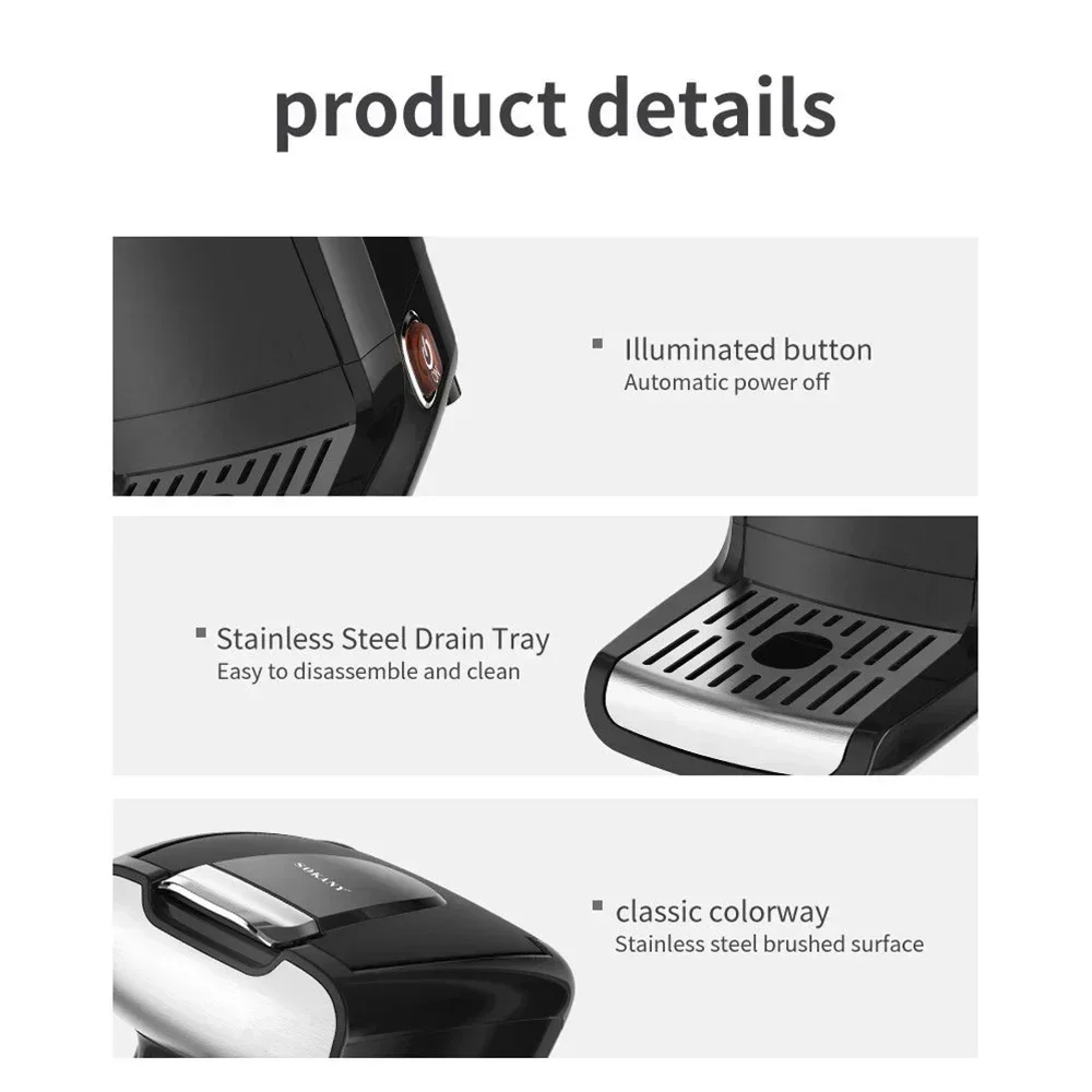 زر مضيء لصانعة القهوة الكهربائية مع إيقاف تشغيل تلقائي مناسب للاستخدام في المكتب المنزلي مع كبسولة إسبريسو موكا