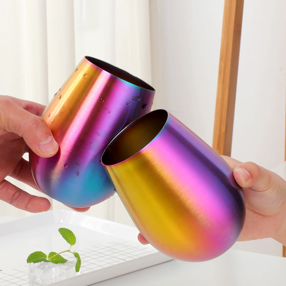 500ml Stainless Steel Beer Wine Cup Rose Gold Beer Tumbler Cocktail Juice Milk Cup Metal Drinking Mug for Bar Outdoor Drinkware