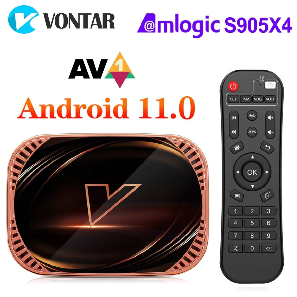 Vontar-スマートTVボックスx4amlogic s905x4,Android 11, 4GB, 128 GB, 32GB, 64GB,wifi,bt,av1,メディアプレーヤー,4k,1000mセットトップボックス