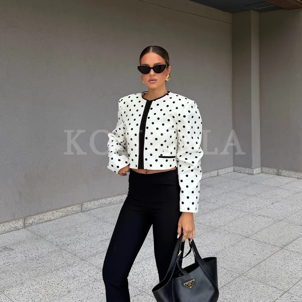 KONDALA 2026 Summer Fall Winter Elegant Dot Women Jackets Fashion Casual Wedding Vacation Going Out Ladies Jackets