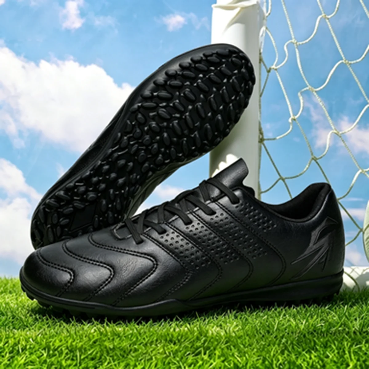 Shock Buffer TF Football Boots For Adults Soft PU Fabric Thick Rubber Outsole Anti-slip Wear-resistant Long-time Turf Training B