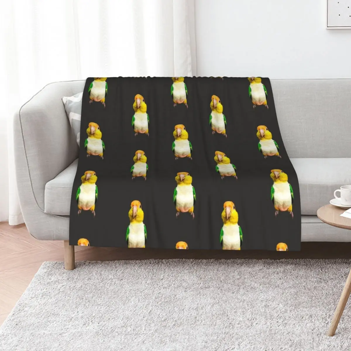 Manta de Loro Blanco con Estampado de Caique, Suave y Antideslizante para el Hogar