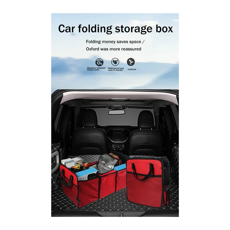 Car Trunk Storage Multifunction Collapsible Folding Mesh Insulation Storage Box Storage Stowing Tidying Box Black