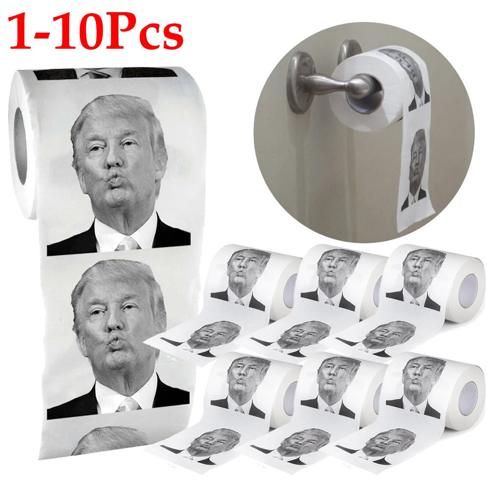 10-1Rolls Donald Trump Pattern Toilet Paper Roll Novelty Gift Bathroom Paper Towel FunnyHome Paper Prank Joke Napkin Gift