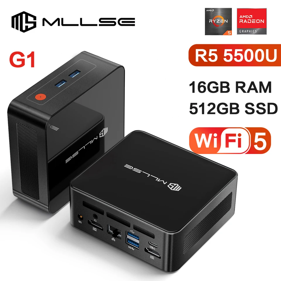 MLLSE G1 Mini PC AMD Ryzen5 5500U DDR4 16GB RAM 512GB ROM WiFi-5