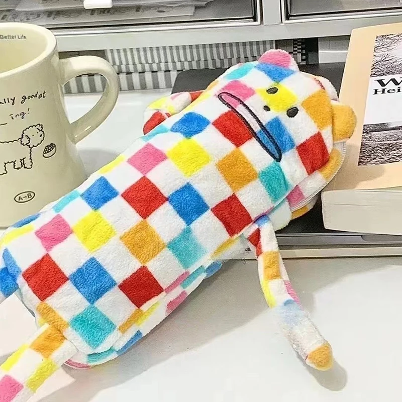 Colorful Plaid Large-Capacity Pen Bag For School, Office, And Cosmetic Storage – Multi-Purpose Stationery Organizer