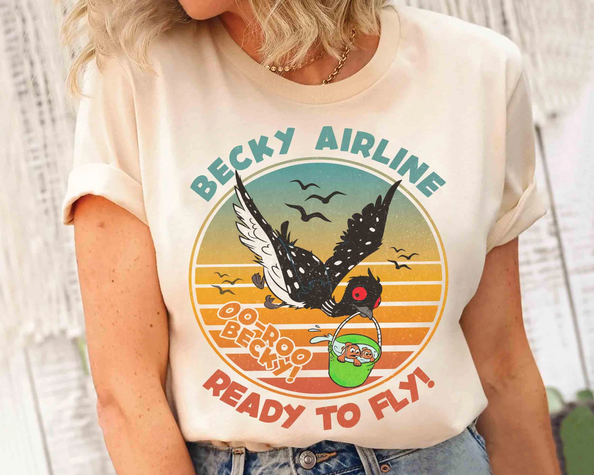 أين العثور على دوري الرجعية؟ تي شيرت Becky Aviation Is Preparing Flight، وقمصان Disney Pixar Nemo وMarlin المرحة