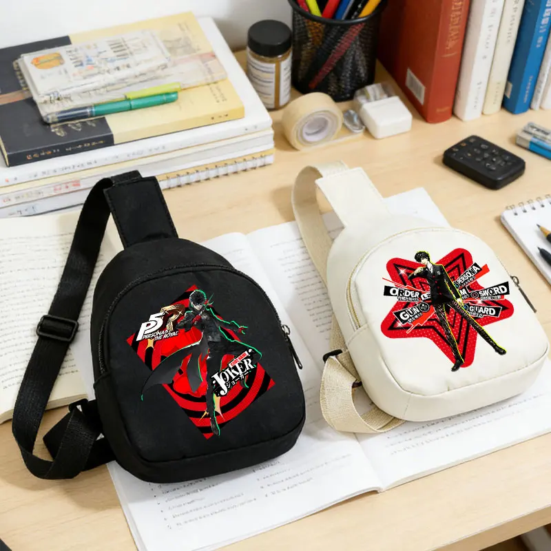 

Сумка через плечо для студентов, рюкзак с героями мультфильма PERSONA5, Амамия Рен, Акечи Горо, черно-белая сумка на одно плечо, подарок на день рождения
