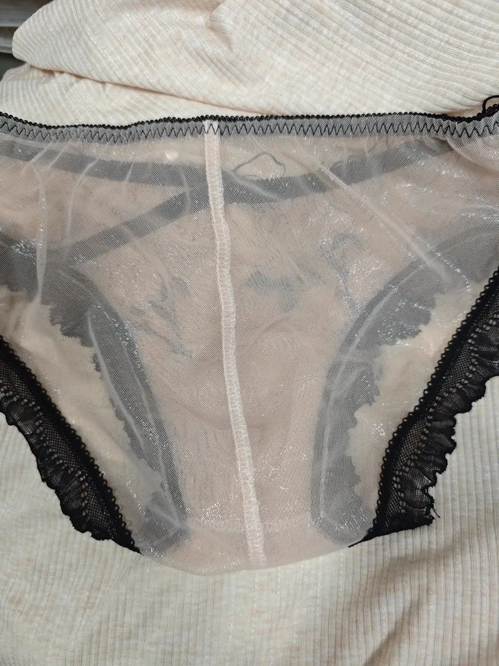 Men's Elegant Embroidery Lace Briefs Convex Pouch Panties Live Show BF Private Party Harajuku Sexy Hologram Half Sheer Panty view 3