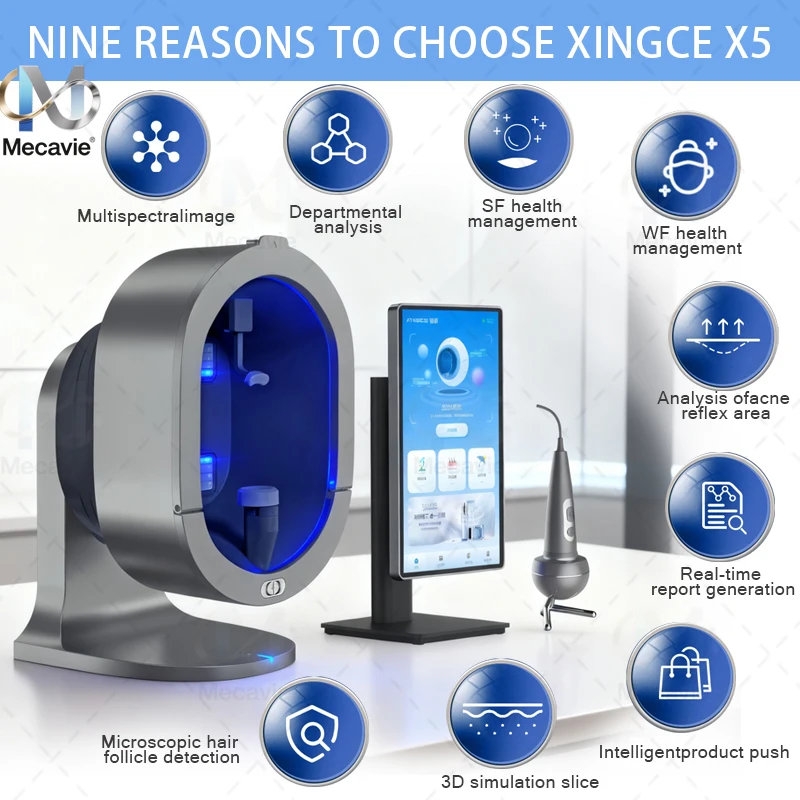 2026X5 AI التصوير الطيفي الجلد الماسح الضوئي مرآة سحرية آلة محلل الوجه المحمولة كاميرا الوجه اختبار رصد #3