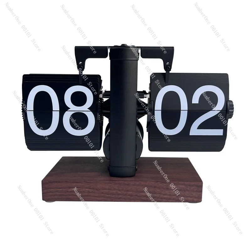 Retro Flip Clock Automatic Page Turning Desk Clock European Style Living Room Table Clock Vintage Mechanical Display Timepiece