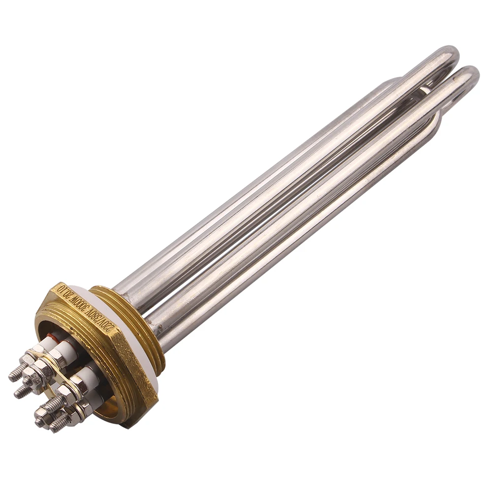 DERNORD 220V/380V Elemento calefactor de inmersión eléctrica DN32/DN40 Resistencia del calentador de agua SUS304