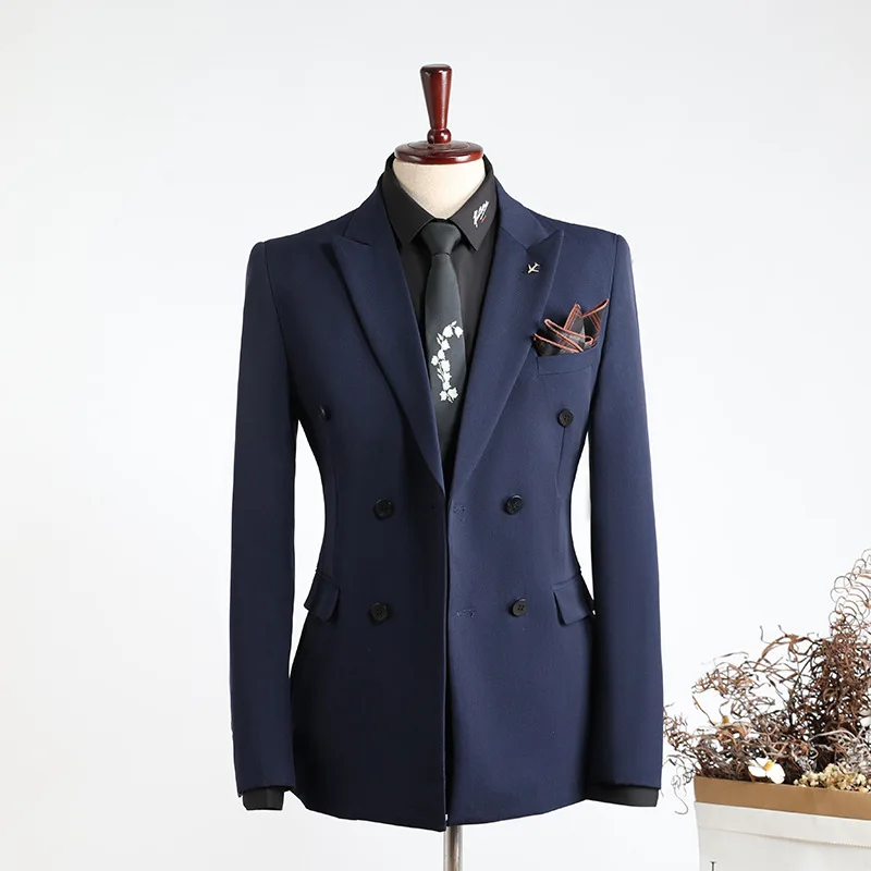 CL3022 groom double-breasted suit men\'s formal business casual fashion wedding small suit