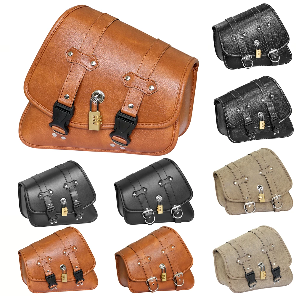 

Universal Triangle Synthetic Leather Motorcycle Side Saddle Bag for Harley XL 883/1200 Coffee Shop Racing ATV Accessory