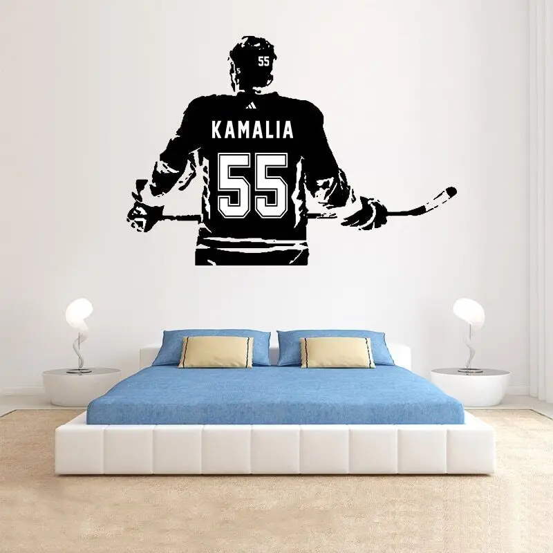 Hockey Vinyl Sticker Custom Name Hockey Decal Hockey Wall Decor Numbers A1-047 Paper ROWNOCEAN Modern Ice Choose Name and Jersey