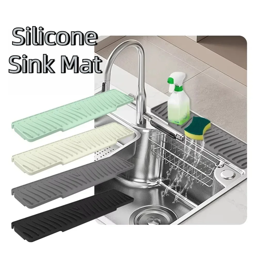 

New Silicone Drain Mat 45cm Lengthen Faucet Accessories Kitchen Sink Holder Anti-slip Soap Rack for Bathroom