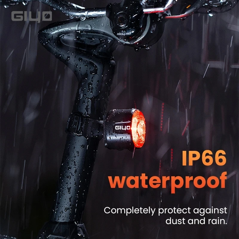 Giyo 250/400mAh Bicycle Tail Light Brake Sensing Intelligent Bicycle Lamp IP66 Waterproof Smart Bike Rear Light 6 Modes Lighting