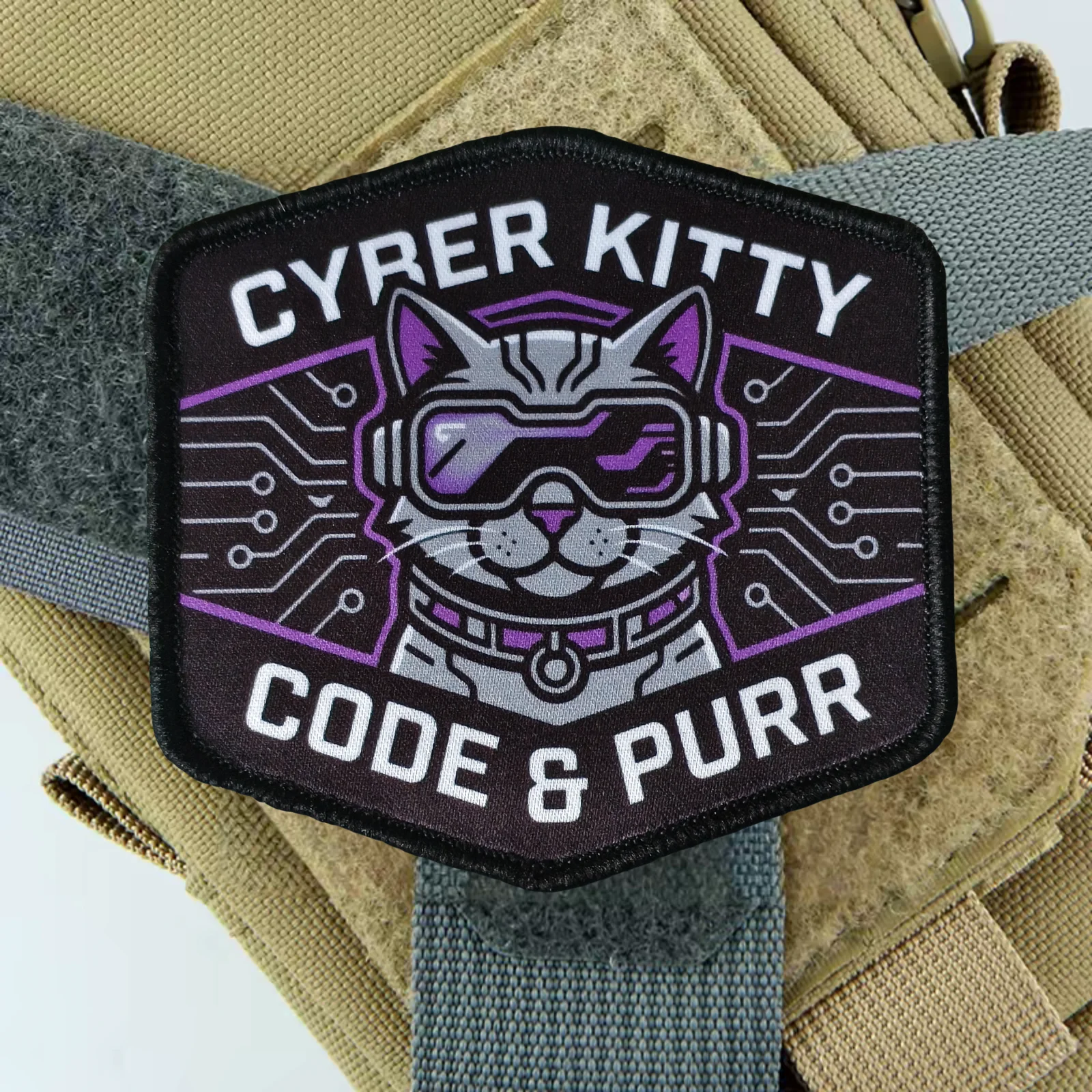 Network Code and Cat Printing Patch Tactical Hook and Loop Badge Backpack Morale Appliques Stickers Armband Patches for Clothing