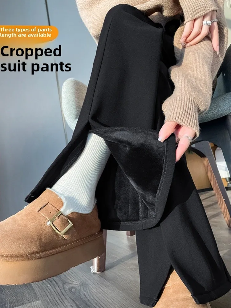 

Женские широкие брюки Thiened Fce с высокой талией, прямого кроя, с разрезами, повседневные, в стиле ретро, для офиса