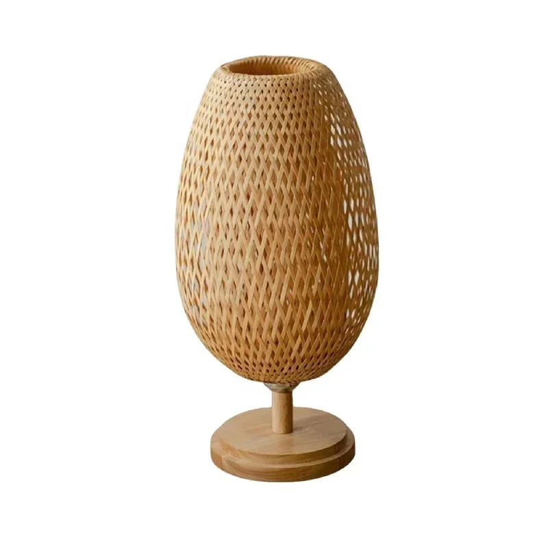 Chinese Stijl Handgemaakte Moderne Nieuwe Bamboe Rotan Creatieve Handgemaakte Bamboe Rieten Rotan Schaduw Tafel Licht Kamer Bar Leven Bed