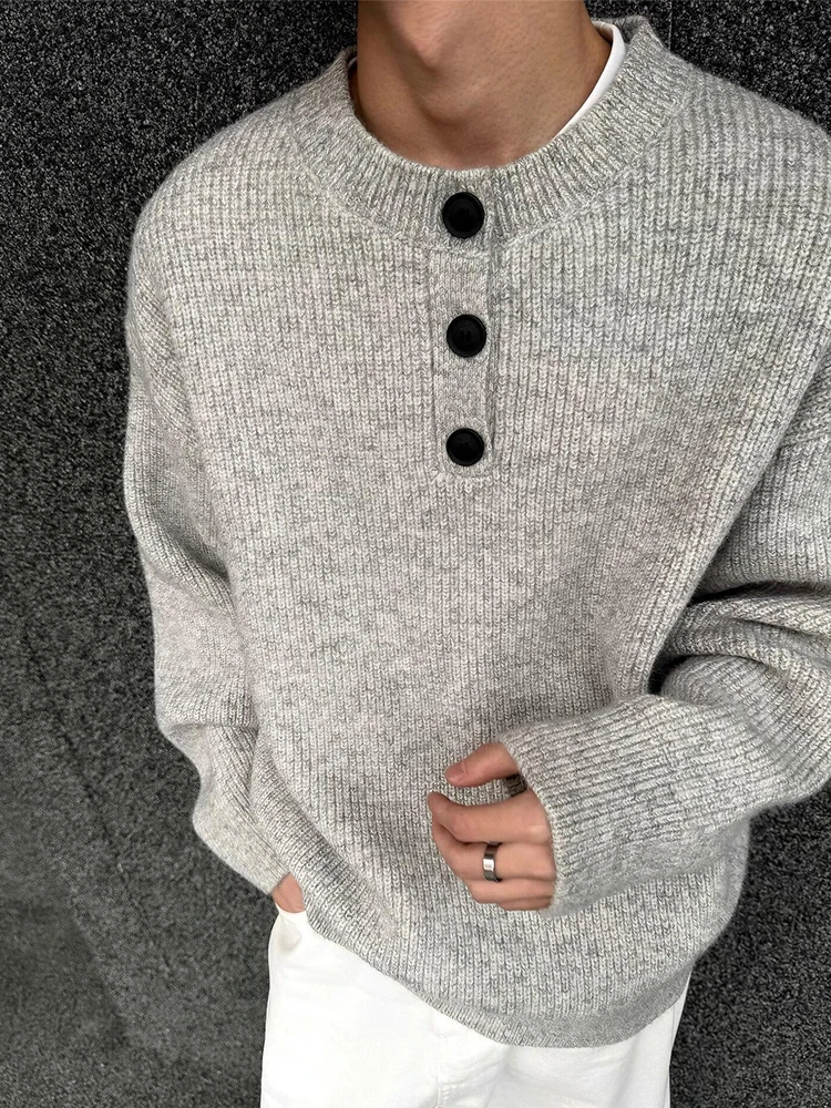 

Мужской вязаный свитер Light ey American Henry Collar: зимний, утепленный, премиум-класса, для комфортного ношения, базовый слой, внутренняя одежда