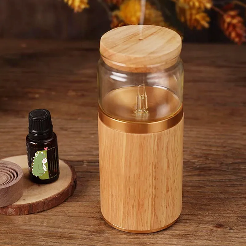 

Waterless Aroma Essential Oil Diffuser Wooden Glass Aromatherapy Air Fragrance Electric Scent Diffuser Nebulizer For Home