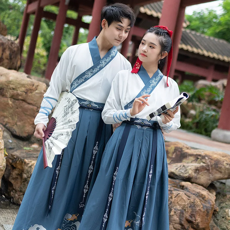 Robe Hanfu traditionnelle pour hommes et femmes, costume de la dynastie Han, couple, robe folklorique CP, tang imbibé, sans-abri, robes de sman, kimono Coaplsy, scène