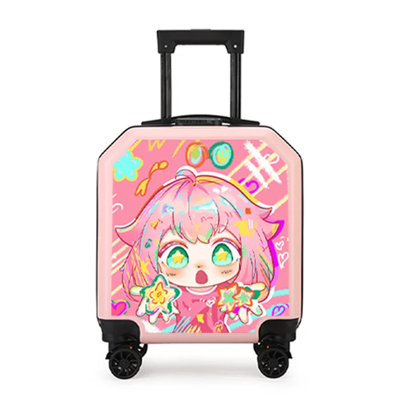 children's-carry-on-suitcase-travel-bag-18-inches-cartoon-design-polyester-zipper-closure-universal-wheels-unisex
