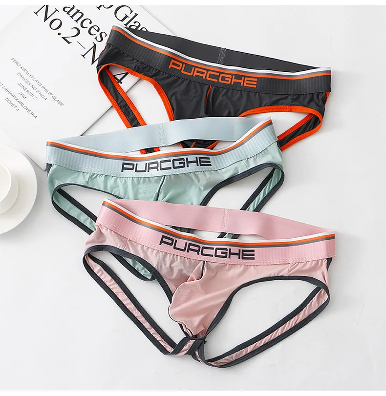 1PCS Sexy Men Thong Underwear Jockstraps Crotchless Pants Low Waist Bikini Panties Thin Elastic Thread Skin Friendly Lingerie