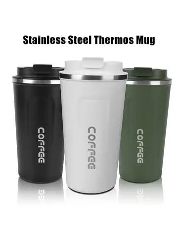 Thermo Cafe Coffee Mug Car Thermos Mug 380/510ML Leak_Proof Travel Thermo Cup for Tea Water Coffee Double Stainless Steel