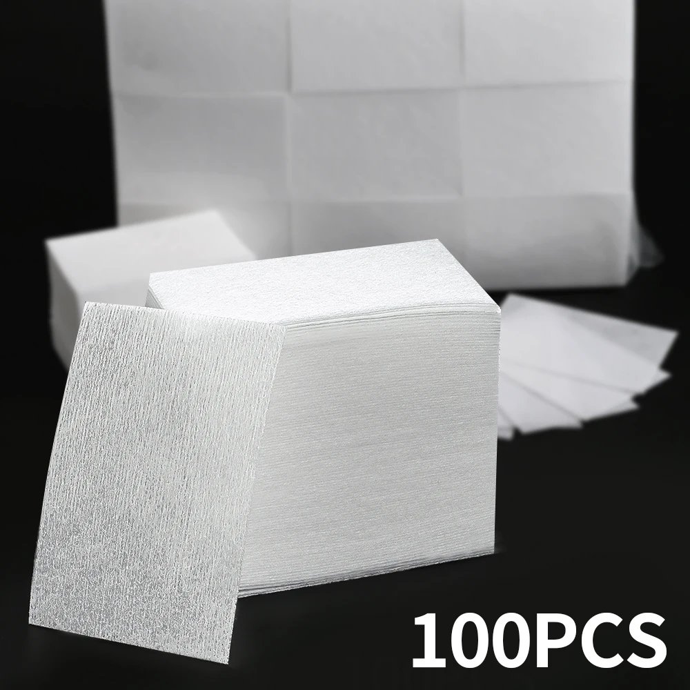 100 Uds removedor de esmalte de uñas sin pelusa toallitas de algodón removedor de puntas de Gel UV limpiador de papel almohadilla de limpieza de esmalte de uñas herramientas de manicura