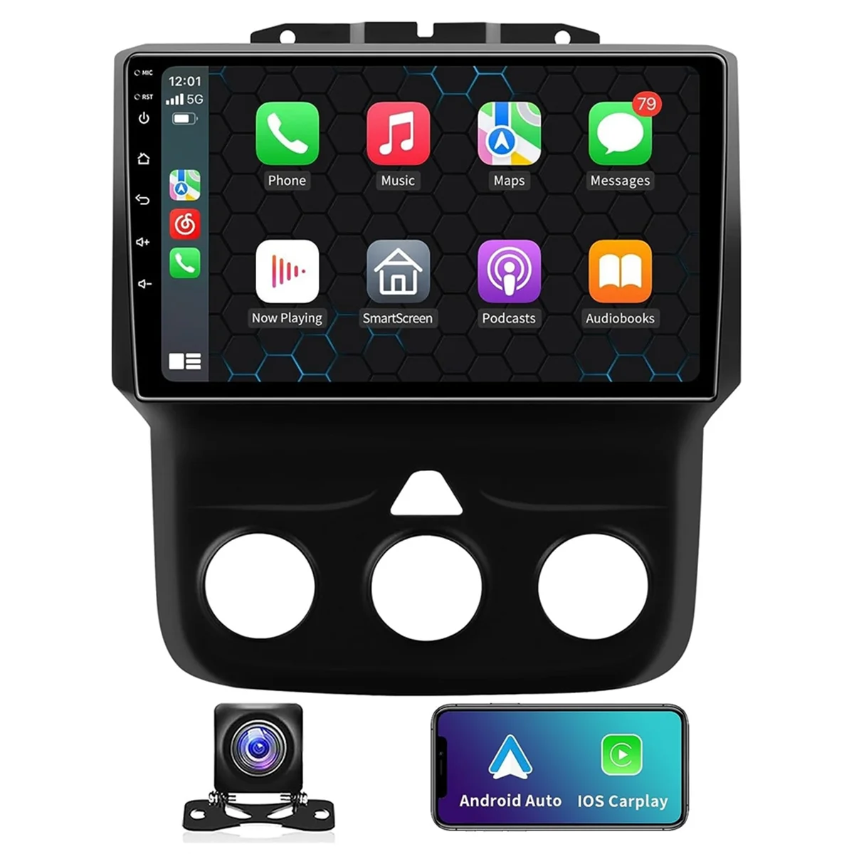 

For RAM 1500 2500 3500 2013-2018 Car Stereo, 2+32G Android 12 9Inch Touch Screen Radio Carplay Android Auto Camera