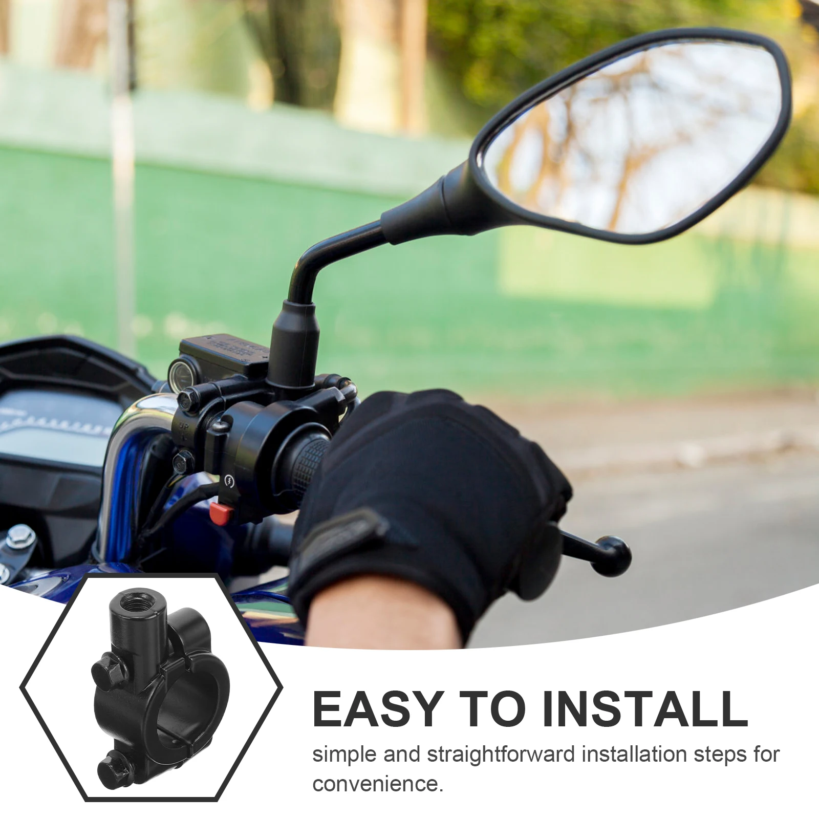 

2pcs Motorcycle Rear View Mirror Mount Black 8mm Aluminum Handle Bar Clamp Bracket Wide Compatibility Easy Installation