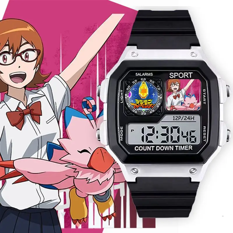 Digimon Adventure Greymon Angewomon Angemon Cartoon Cute Wristwatch Couple High-Value Electronic Watch Birthday Gift for Friends view 4