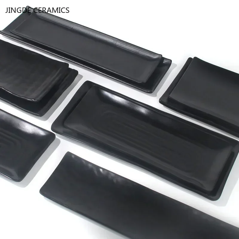 Black Melamine Plate Plastic Barbecue Dish Commercial Cutlery Kitchen Dinner Plates Not Easily Broken Tableware Accessories