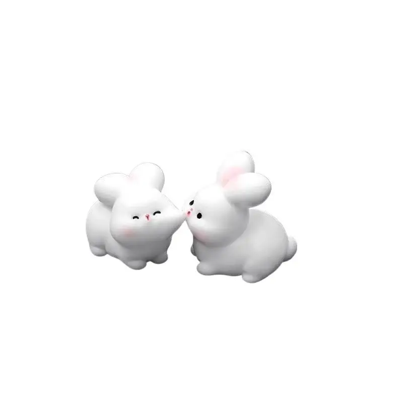 △ Cute Mini Cartoon Kissing Rabbit Cat Frog Car Ornaments Smooth Surface For Car Dashboard Home Desktop Decor