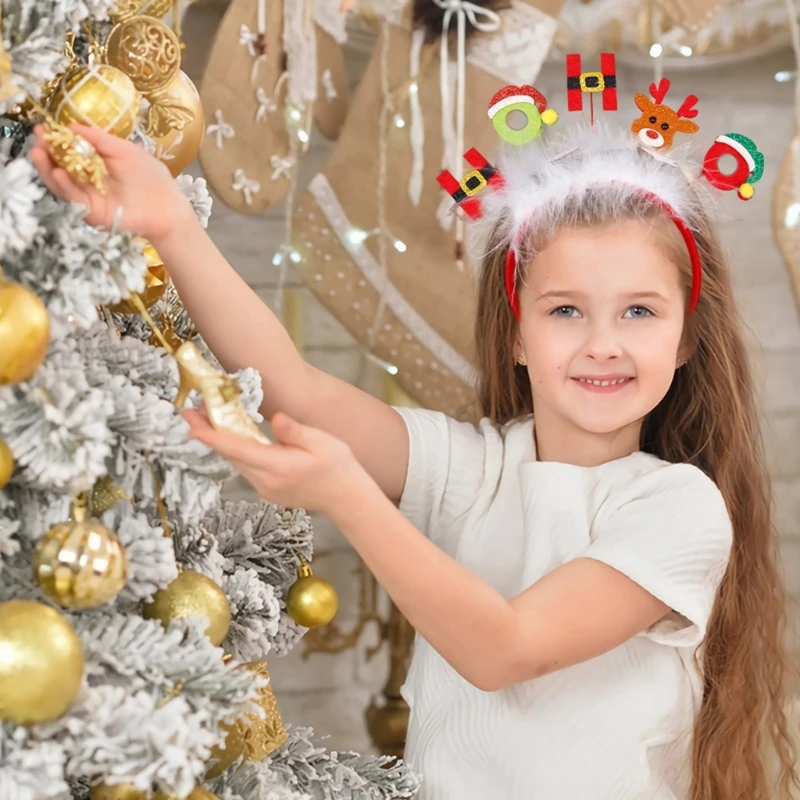 Aros de cabelo de natal para adultos e crianças, desenho animado, papai noel, homem de gengibre, faixa decorativa para festival, acessórios de festa, arnês